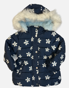 Size 5 embers Mark Girls Wind Resistant Removable Faux Fur Hooded Puffer Jacket