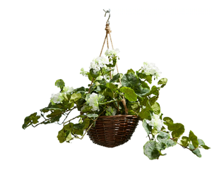 Pure Garden Faux Flowers � White Geranium Hanging
