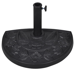 Pure Garden Half Round Parasol Base - Black Steel Umbrella Stand - Universal Design