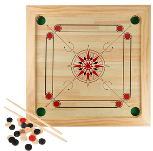 Hey Play Carrom Board Game - Wooden Strike and Pocket Game Set