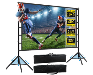 180 inch Projector Screen and Stand, 15FT Large Indoor Outdoor Movie Projection Screen 4K HD 16 9 Wrinkle-Free Design for Backyard Movie Night