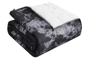 King Size Sherpa Fleece Weighted Blanket for Adults 88�x 104� Size 15lbs (Black Marble)