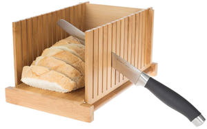 Classic Cuisine Bamboo Bread Slicer - Foldable, Adjustable Knife Guide and Board