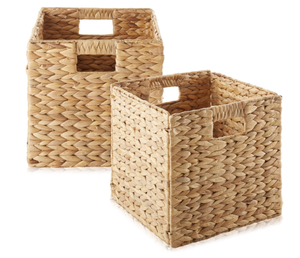 Casafield 10.5 x 10.5 Water Hyacinth Storage Baskets, Natural - Set of 2
