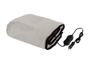 Heated Blanket - Portable 12-Volt Electric Travel Blanket for Car, Truck, or RV (Light Gray)
