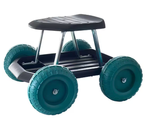 Pure Garden Wheeled Rolling Garden Work Scooter with Tool Tray