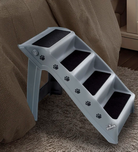 Demetrius Pet Adobe 4-Step Foldable Dog Stairs, Gray