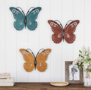 Lavish Home Butterfly Metal Wall Art 4-Piece-Set