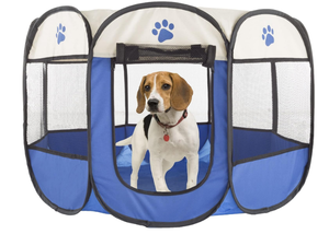 Pop-Up Pet Playpen - Indoor and Outdoor Dog Pen with Carrying Case, Measures 31.5L x 31.5W x 22H