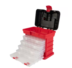 Stalwart 7 in. W Red and Black Plastic 4-Drawer Small Parts Organizer for Hardware or Crafts