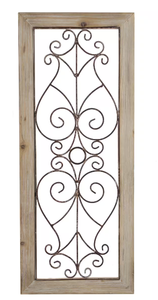 Metal and Wood Light Brown Decorative Scroll Wall Panel
