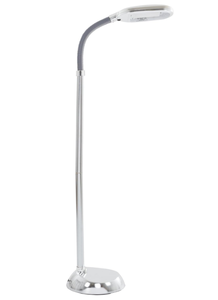Lavish Home 72-1242S Floor Full Spectrum Natural Sunlight Lamp with Bendable Neck-Reading, Craft, Studying, and Esthetician Light (Chrome), Silver, 60