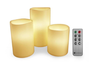 Lot of 5, Lavish Home 3-Piece Led Flameless Candle Set with Remote, 3 White Sets, 2 Birch Sets