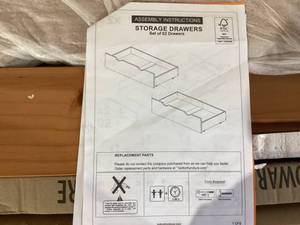 LOT OF 2 Chestnut Under Bed Storage Drawer