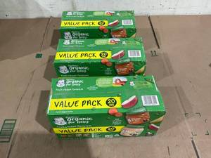 LOT OF 3 Gerber 20 Jars 1St Foods Organic Baby Food Fruit & Veggie Value Pack