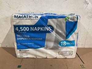 Marathon Tall Fold Dispenser Napkins, 1-Ply, White 4500 ct.