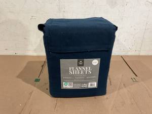 King Size 6PCS Members Mark Flannel Sheets Navy Blue
