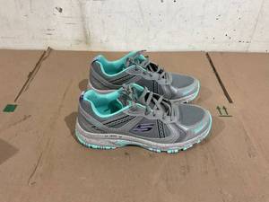 Size 8.5 Skechers Hillcrest Vast Adventure Gray Blue Trail Running Shoes Womens