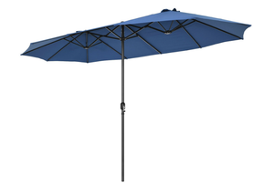 15 Feet Patio Double-Sided Umbrella with Hand-Crank System