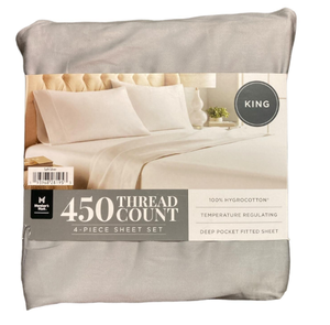 LOT OF 2 Members Mark 450-Thread-Count Solid 4 Piece King Sheet Set