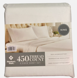 LOT OF 2 Members Mark 450-Thread-Count Solid 4 Piece King Sheet Set