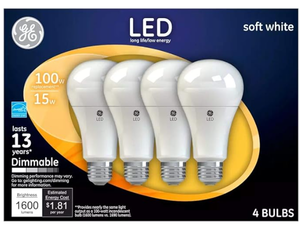Set of 4 Soft White LED Bulbs - Non Dimmable - 1520 Lumens