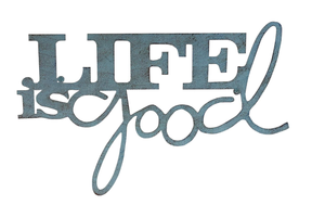 avish Home Set of 2 Metal Feather Wall Art, Lavish Home Metal Cutout-Life is Good Wall Sign-3D Word Art