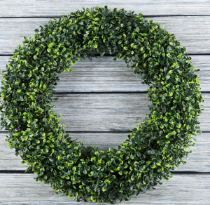 Pure Garden OutdoorIndoor Artificial Boxwood Wreath, Green
