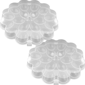 LOT OF 2 Clear Deviled Egg Tray with Lid Food Platter Set of 2 Round Serving Platters Carrier Dish