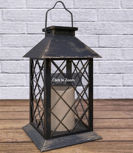 Lavish Home Solar Powered Lantern with LED Candle