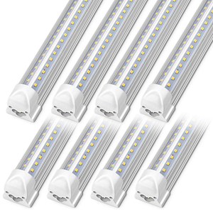 LOT OF 8 Kihung LED Shop Light, 40W 5200LM 6000K (Super Bright White), V Shape T8 LED Tube Light