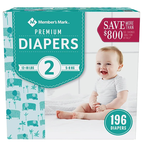 Members Mark Premium Baby Diapers, Size 2 (12-18 Pounds)