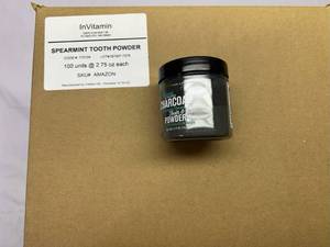 lot 516 image: 100x 2.75oz InVitamin Active Charcoal Tooth Powder-Spearmint