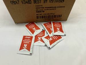 lot 370 image: 2x 200 Packets Grated Parmesan Cheese Best by 09102024