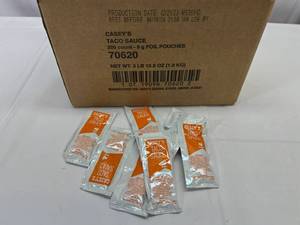 lot 491 image: 2x 200 Pouches Taco Sauce Best by 06182024
