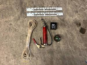 lot 7 image: Grease Gun, Metric Wrench Hangers,2 Clolapsable Box, Towing Accesory