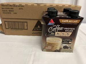 lot 16 image: MM. 3x 4pack Atkins Shakes-Ice Coffee Caf au Lait Best by 05222024