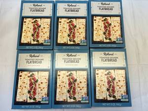 lot 34 image: MM. 6x 5oz Roland Toasted Sesame Flatbread Crackers