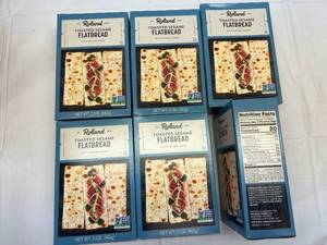 lot 35 image: MM. 6x 5oz Roland Toasted Sesame Flatbread Crackers