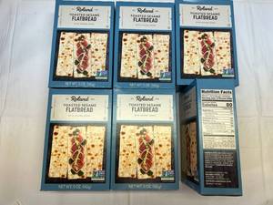 lot 38 image: MM. 6x 5oz Roland Toasted Sesame Flatbread Crackers