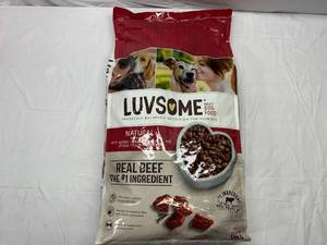 lot 435 image: 15.5lbs Luvsome Adult Dog Food
