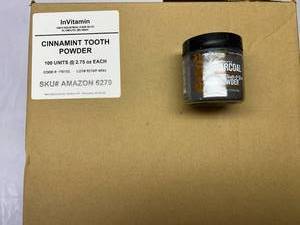 lot 508 image: 100x 2.75oz InVitamin Active Charcoal Tooth Powder-Cinnamint