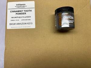 lot 509 image: 100x 2.75oz InVitamin Active Charcoal Tooth Powder-Cinnamint