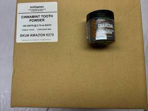 lot 510 image: 100x 2.75oz InVitamin Active Charcoal Tooth Powder-Cinnamint