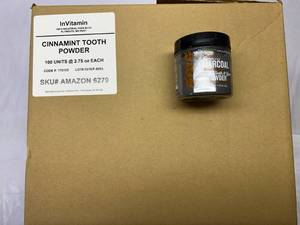 lot 512 image: 100x 2.75oz InVitamin Active Charcoal Tooth Powder-Cinnamint