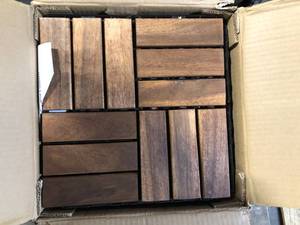 3 Boxes of Brown Acacia Wood 12x12 Deck Tiles  Customer Returns See Pictures
