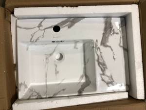 Swiss Madison St. Tropez 24 in. Left Side Faucet Wall-Mount Bathroom Sink in White Marble   Customer Returns See Pictures