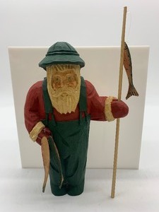 lot 107 image: JAMES HADDEN - Hand Carved Wood Fisherman