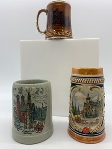 lot 69 image: Decorative Steins and Mugs including SANDLAND WARE - QTY 3