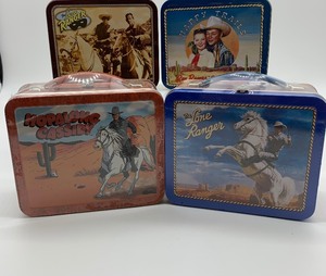 lot 138 image: HALLMARK - School Days (Set of 4) Lunch Boxes including Lone Ranger and More